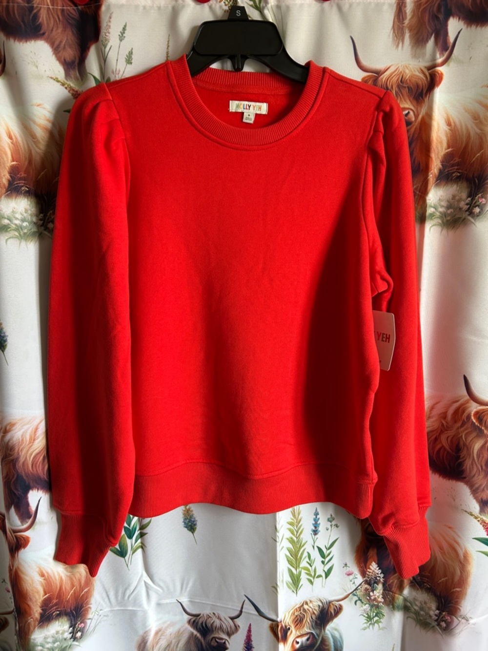 Molly Yeh Vibrant Orange Women’s Puff Sleeve Fleece Sweatshirt
